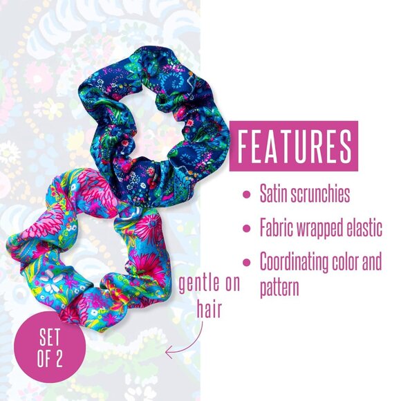 Satin Scrunchie Set 2-Pack Hair Ties for Women Girls Soft Elastic Hair Accessori - Picture 2 of 2
